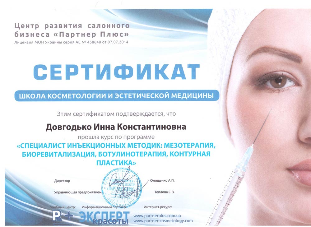 коваль инна сертификат